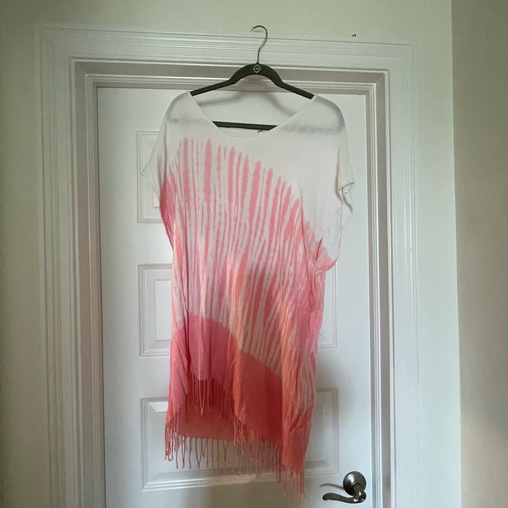 Seafolly Pink and White Pleated Tunic Top